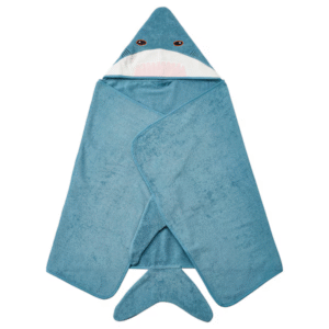 BLÅVINGAD Toalla con capucha, forma de tiburón/azul grisáceo